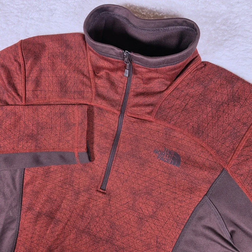 NEW The North Face 1/4 Zip Pullover Mens S/P Red Brown Geometric L/S NF0A37JV